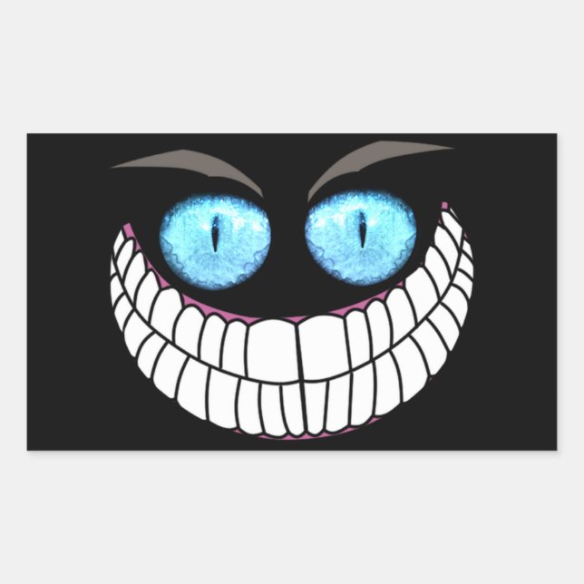 Pegatina Rectangular Gato de Cheshire - Pegatinas Ojos Azules (Anverso)