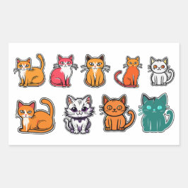 Pegatina Rectangular Gato de corte