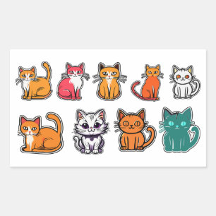 Pegatina Rectangular Gato de corte