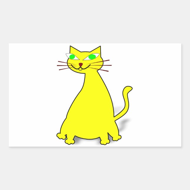 Pegatina Rectangular Gato de grasa amarillo (Anverso)