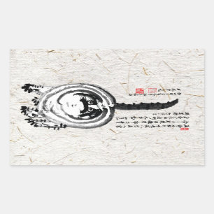 Pegatina Rectangular Gato de Tabby japonés a rayas choncas