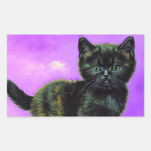 Pegatina Rectangular Gato estilo Van Gogh