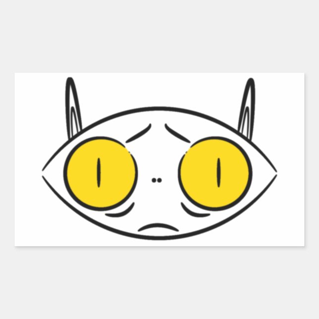Pegatina Rectangular Gato Feo o Murciélago Lindo Criatura Divertida y E (Anverso)