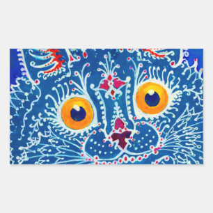 Pegatina Rectangular Gato gótico azul
