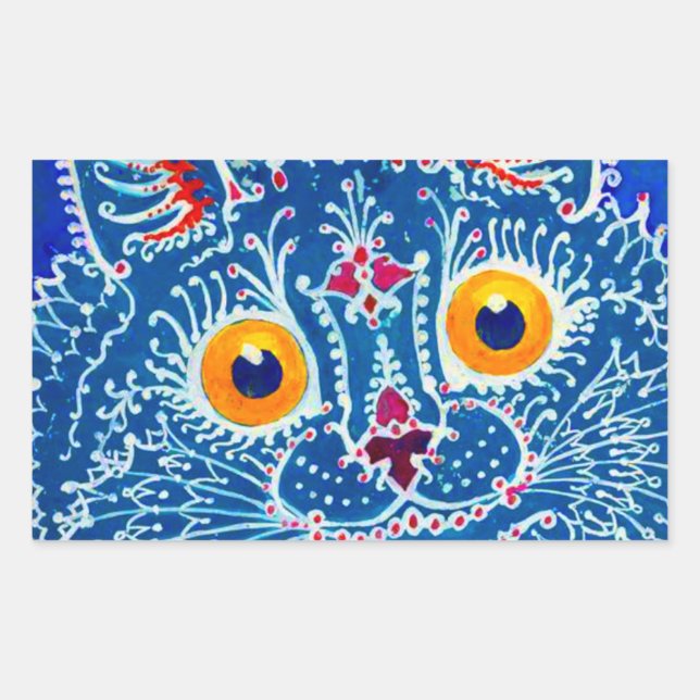 Pegatina Rectangular Gato gótico azul (Anverso)