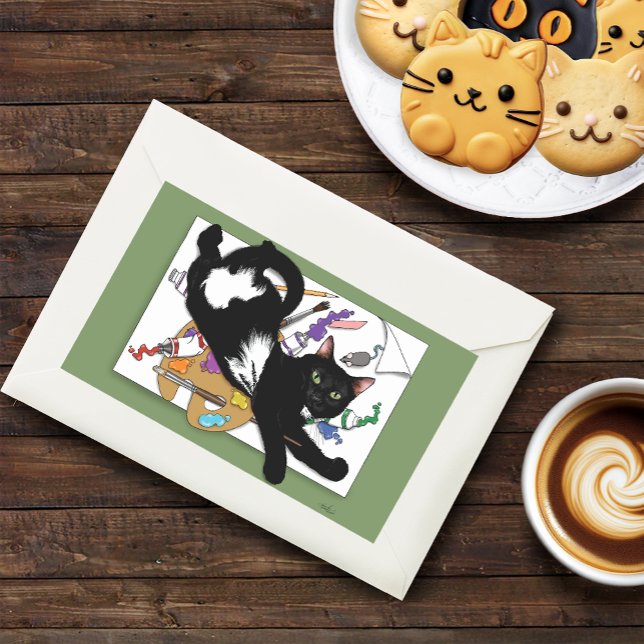 Pegatina Rectangular Gato negro del artista (Subido por el creador)