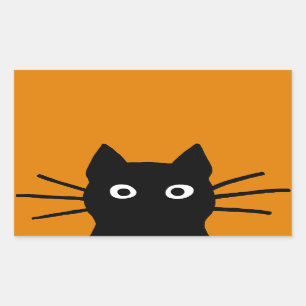 Pegatina Rectangular Gato negro divertido