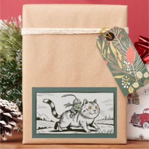 Pegatina Rectangular Gato Rana Meme Medieval Divertido Vintage 