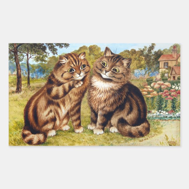 Pegatina Rectangular Gato susurrador, Louis Wain (Anverso)