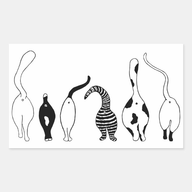 Pegatina Rectangular Gato trasero (Anverso)