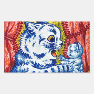 Pegatina Rectangular Gato y sus gatitos