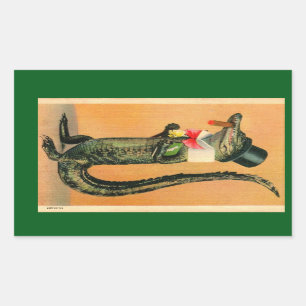 Pegatina Rectangular Gator de sombrero superior
