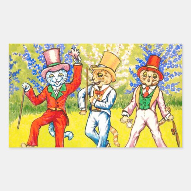 Pegatina Rectangular Gatos bailando (Anverso)