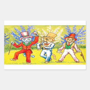 Pegatina Rectangular Gatos bailando