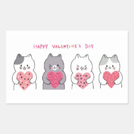 Pegatina Rectangular Gatos El día de San Valentín