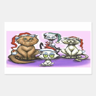 Pegatina Rectangular Gatos navidades