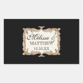 Pegatina Rectangular Gatsby Art Deco Nouveau Lace Faux Gold Tulip