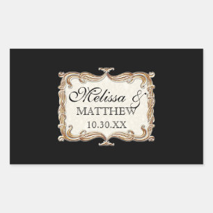 Pegatina Rectangular Gatsby Art Deco Nouveau Lace Faux Gold Tulip
