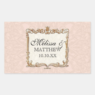 Pegatina Rectangular Gatsby Art Deco Nouveau Lace Faux Gold Tulip