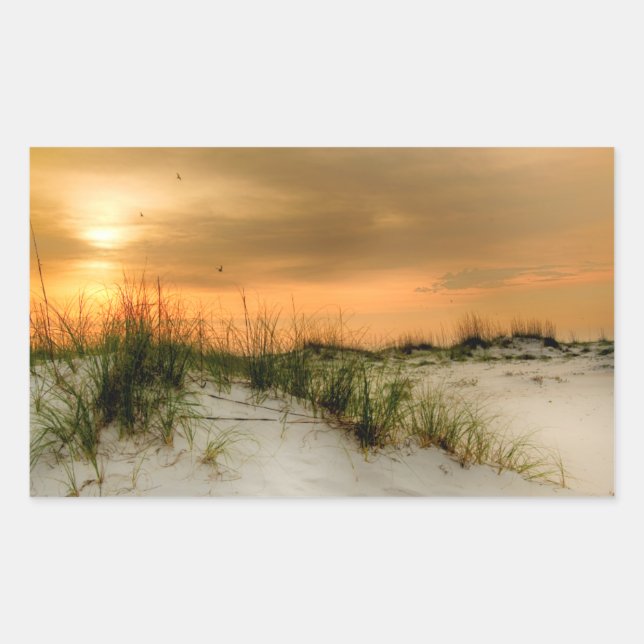Pegatina Rectangular Gaviotas al amanecer (Anverso)