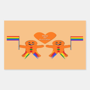 Pegatina Rectangular Gay Men Navidades Gingerbread Pareja