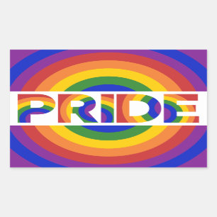 Pegatina Rectangular Gay Orgullo LGBT Geométrico Arcoiris Bullseye