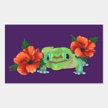 Gecko Día Con Hibiscus