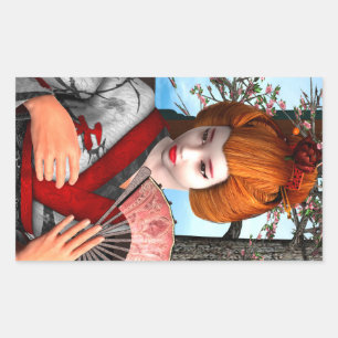 Pegatina Rectangular Geisha