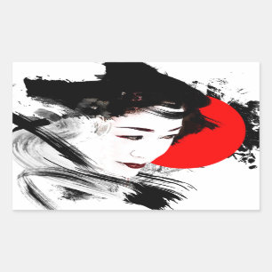 Pegatina Rectangular Geisha japonesa