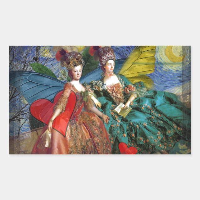 Pegatina Rectangular Géminis Gítico clásico Mujer mariposa (Anverso)