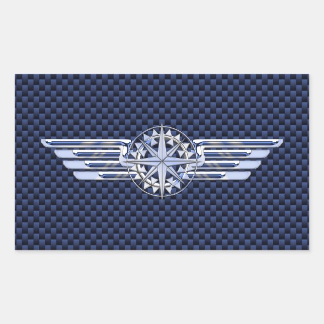 Pegatina Rectangular General Air Pilot Compass Cromado Como La Brújula  (Anverso)