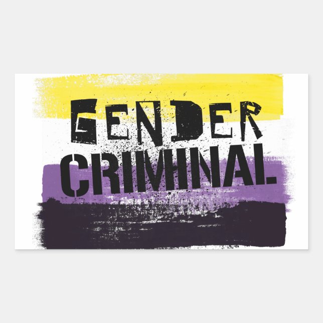Pegatina Rectangular Género No Binario Criminal (Anverso)