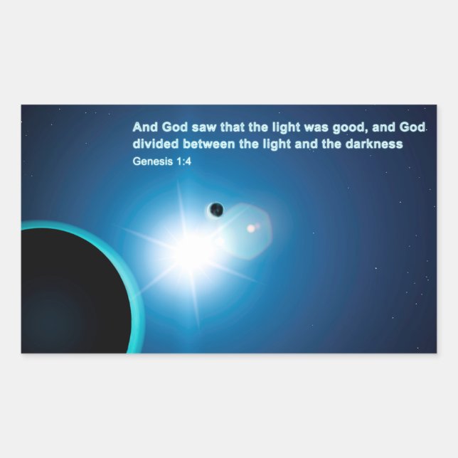 Pegatina Rectangular Génesis - Luz Y Oscuridad (Anverso)