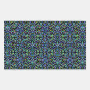 Pegatina Rectangular Geométrica de la pila verde azul Trippy