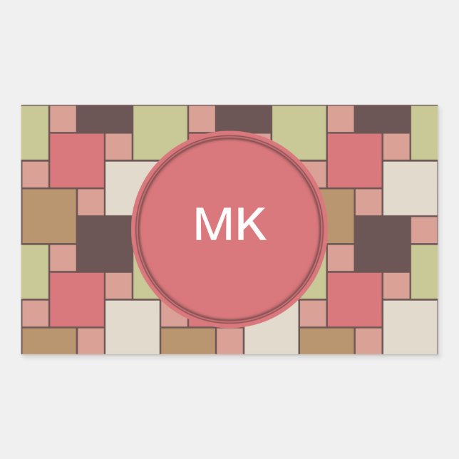 Pegatina Rectangular Geométrica del gabinete de especias (Anverso)