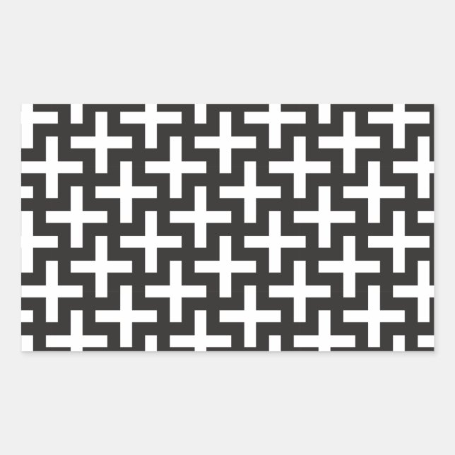 Pegatina Rectangular Geométrica en blanco y negro (Anverso)