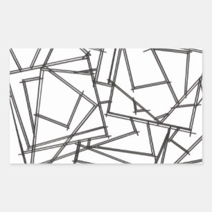Pegatina Rectangular Geométrico moderno minimalista en blanco y negro