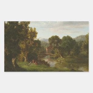 Pegatina Rectangular George Inness - El viejo molino