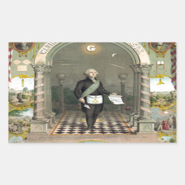 Pegatina Rectangular George Washington como masón