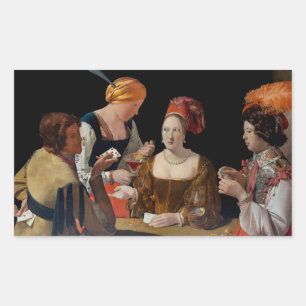 Pegatina Rectangular Georges de la Tour - Cheat with Ace of Diamonds
