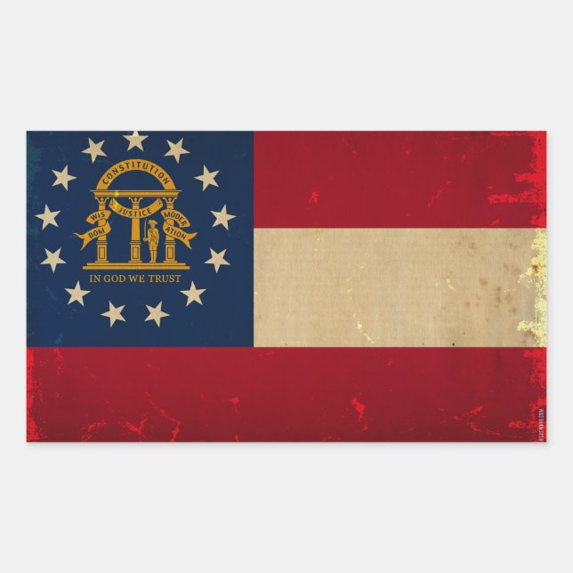 Pegatina Rectangular Georgia Flag VINTAGE.png (Anverso)