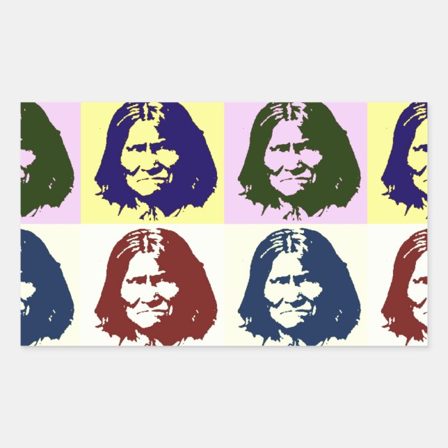 Pegatina Rectangular Geronimo de Pop Art (Anverso)