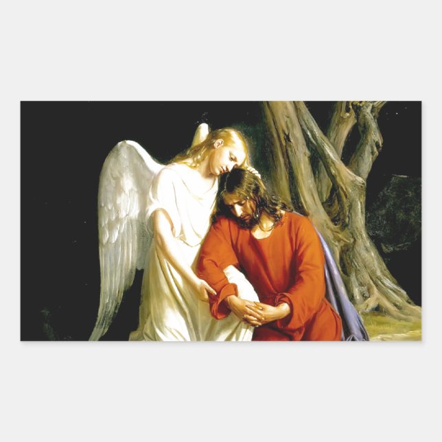 Pegatina Rectangular Gethsemane Carl Bloch (Anverso)