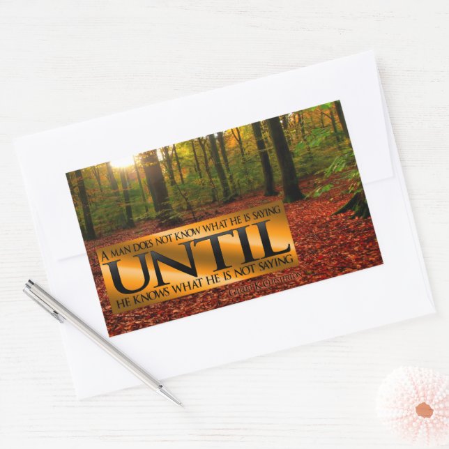 Pegatina Rectangular Gilbert K. Chesterton Cita Inspiradora "Diciendo" (Sobre)