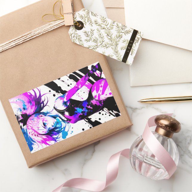 Pegatina Rectangular Gimnasia Resumen Espíritu de la gimnasta (Regalar)