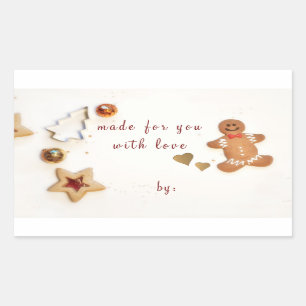 Pegatina Rectangular Ginger Bread Man Navidades Baking Gift