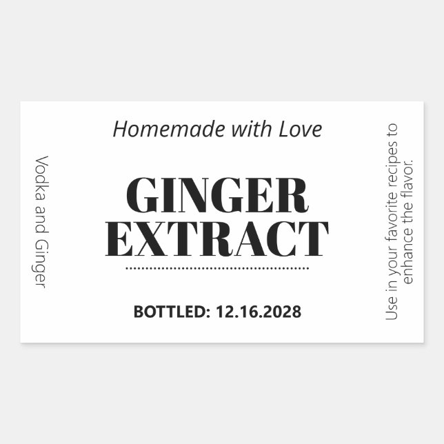 Pegatina Rectangular Ginger Extract Modern Label Sticker ZEX_001h (Anverso)