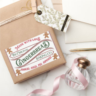 Pegatina Rectangular Gingerbread Baking Co. Hecho con Amor