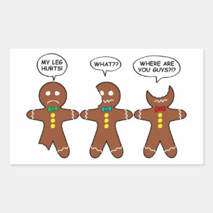 Pegatina Rectangular Gingerbread Men My Leg Duele Holiday Rectangular S