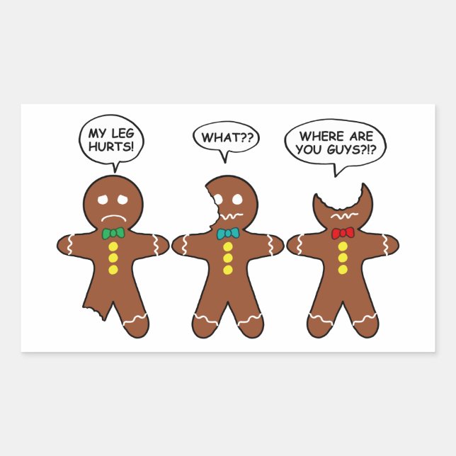Pegatina Rectangular Gingerbread Men My Leg Duele Holiday Rectangular S (Anverso)